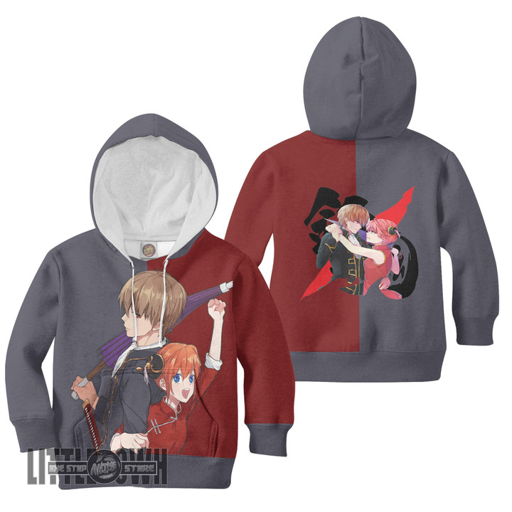 Kagura x Okita Sougo Anime Kids Hoodie and Sweater Custom Gintama Cosplay Costume
