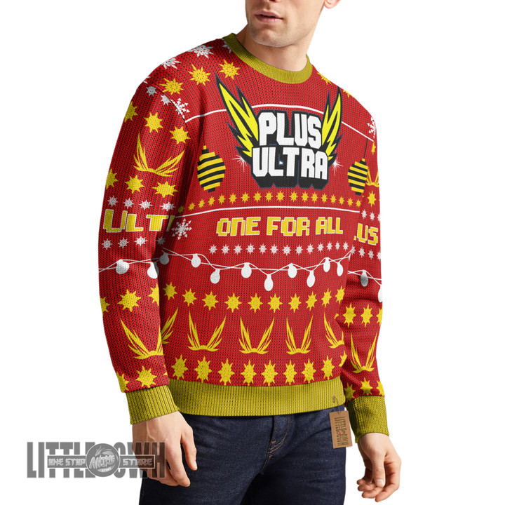Plus Ultra Ugly Sweater Custom My Hero Academia Knitted Sweatshirt Anime Christmas Gift