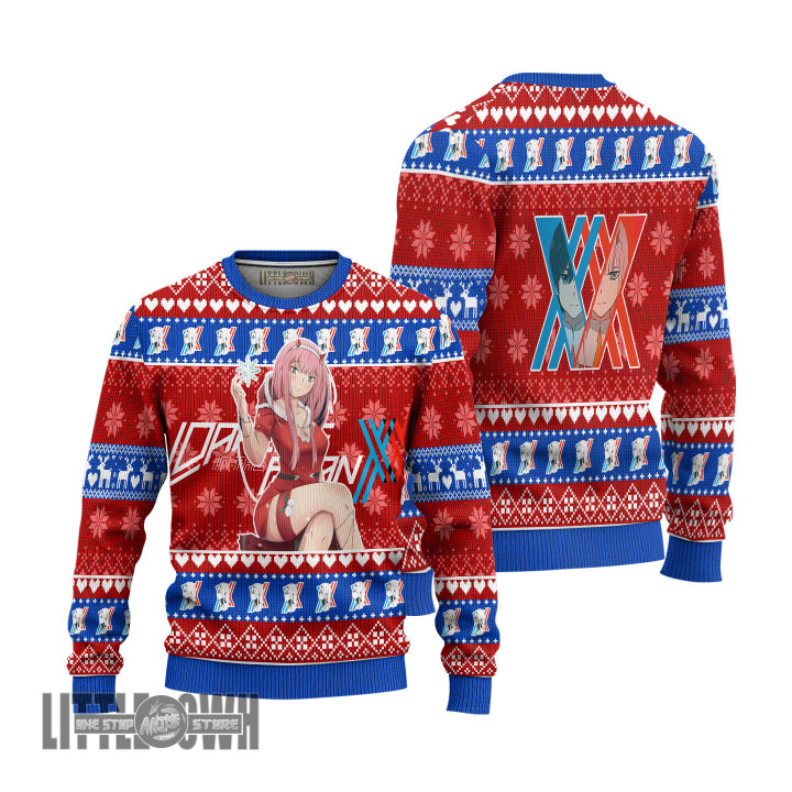 Darling In The Franxx Knitted Sweatshirt Zero Two Ugly Sweater Anime Christmas Gift