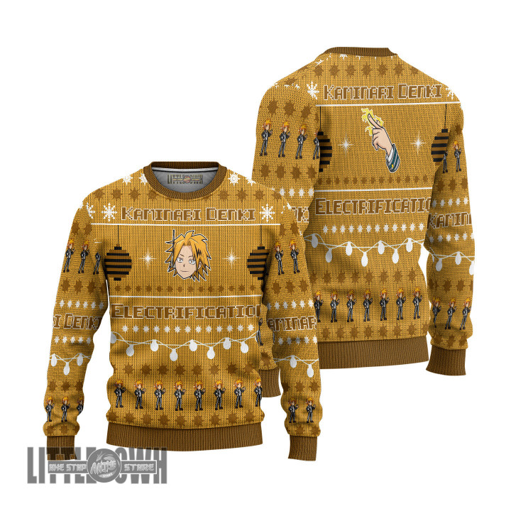 Denki Kaminari Ugly Christmas Sweater My Hero Academia Knitted Sweatshirt