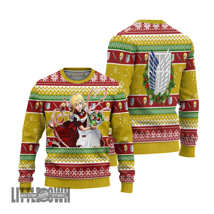 Attack On Titan Ugly Christmas Sweater Historia Reiss Custom Anime Knitted Sweatshirt