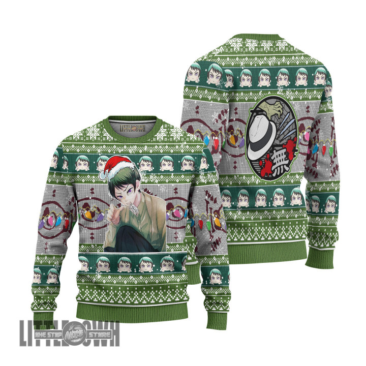 Yushiro Ugly Christmas Sweater Demon Slayer Custom Anime Knitted Sweatshirt