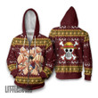 One Piece Ugly Christmas Sweater Luffy Gun Punches Custom Anime Knitted Sweatshirt