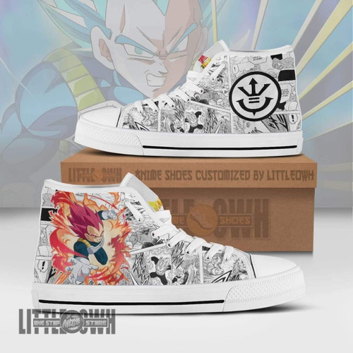 Vegeta Super Saiyan God High Top Canvas Shoes Custom Dragon Ball Anime Mixed Manga Style