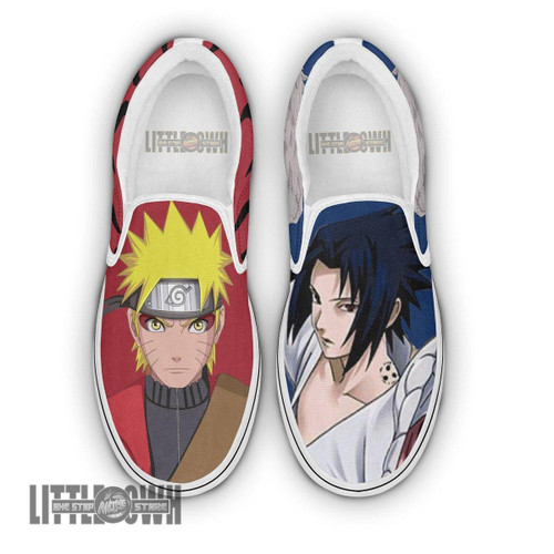 Naruto x Sasuke Shoes Custom Naruto Shippuden Anime Sneakers Classic Slip-On