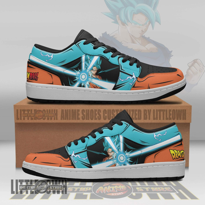 Son Goku JD Low Top Sneakers Custom Super Saiyan Blue Dragon Ball Anime Shoes - LittleOwh - 5