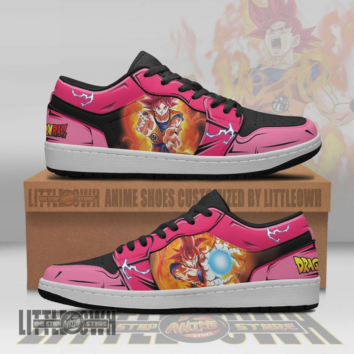 Son Goku JD Low Top Sneakers Custom Super Saiyan God Dragon Ball Anime Shoes - LittleOwh - 1