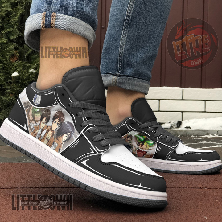 Eren Yeager Team Anime Shoes Custom Attack On Titan JD Low Sneakers - LittleOwh - 4