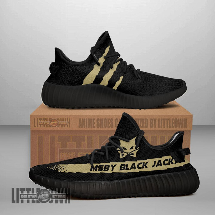 MSBY Black Jackal Shoes Custom Haikyuu Anime Black YZ Boost Sneakers - LittleOwh - 1