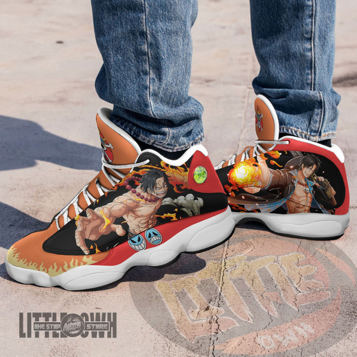 Portgas D Ace Shoes Custom 1Piece Anime JD13 Sneakers - LittleOwh - 4