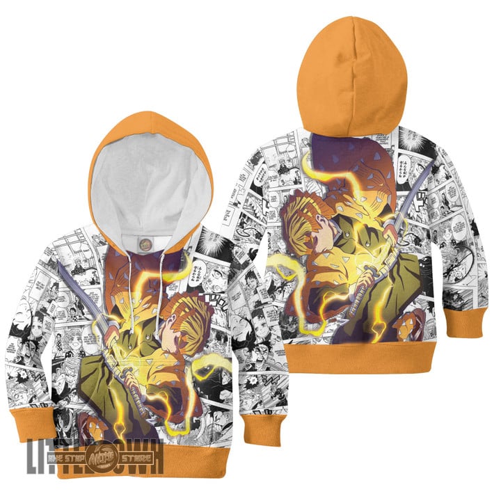 Agatsuma Zenitsu Demon Slayer Anime Kids Hoodie and Sweater