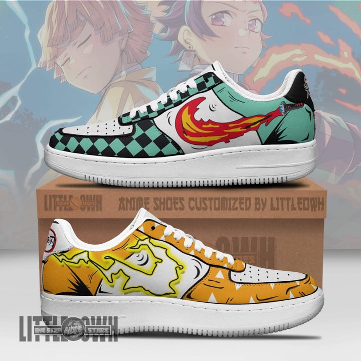 Tanjiro and Zenitsu AF Sneakers Custom Demon Slayer Anime Shoes - LittleOwh - 1