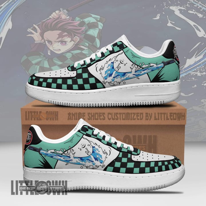 Tanjiro Shoes Anime Shoes Custom Demon Slayer AF Sneakers Water Breathing Skill - LittleOwh - 1