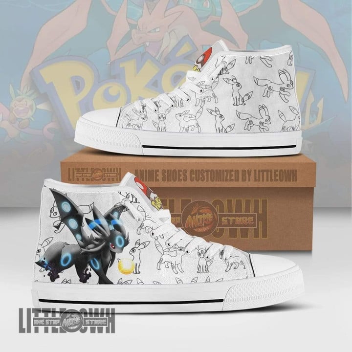 Umbreon High Top Canvas Shoes Custom Pokemon Anime Sneakers - LittleOwh - 1