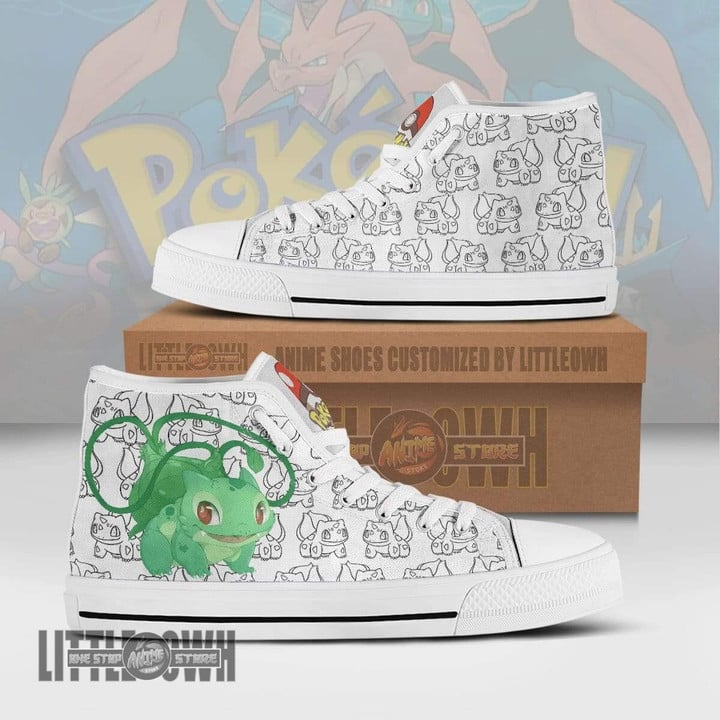 Bulbasaur High Top Canvas Shoes Custom Pokemon Anime Sneakers - LittleOwh - 1