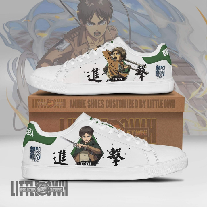 Attack on Titan Shoes Eren Jaeger Custom Anime Skate Sneakers - LittleOwh - 1