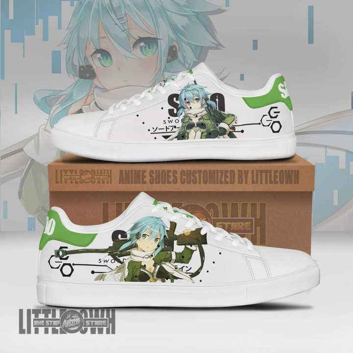 Shino Asada Sneakers Custom Sword Art Online Anime Skateboard Shoes - LittleOwh - 1