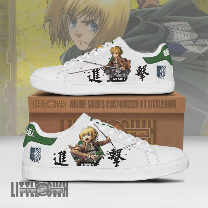 Armin Arlelt Sneakers Custom Attack On Titan Anime Skateboard Shoes - LittleOwh - 1