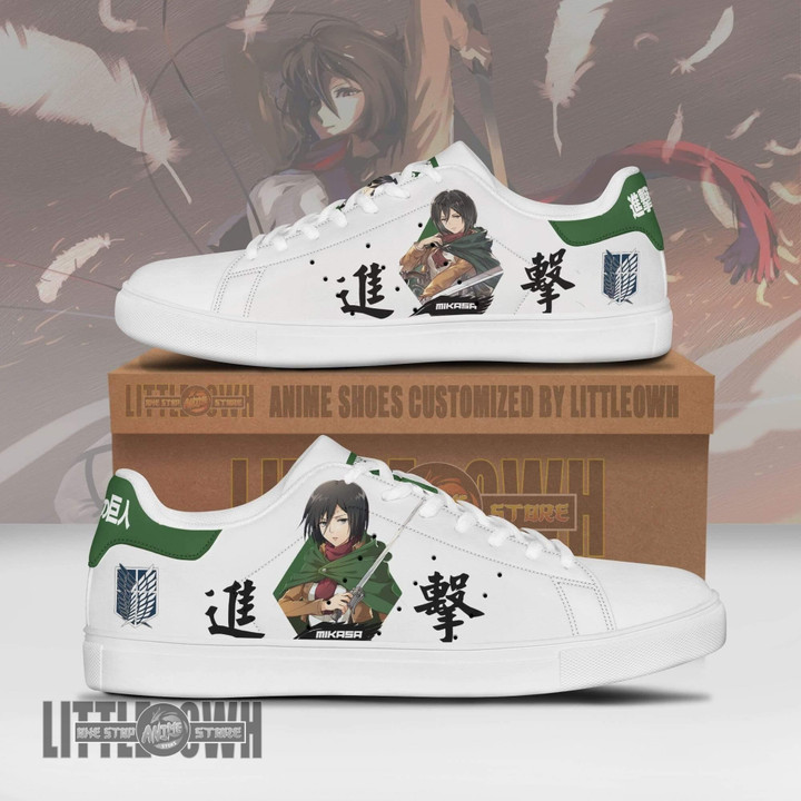 Attack on Titan Shoes Mikasa Ackerman Custom Anime Skateboard Sneakers - LittleOwh - 1