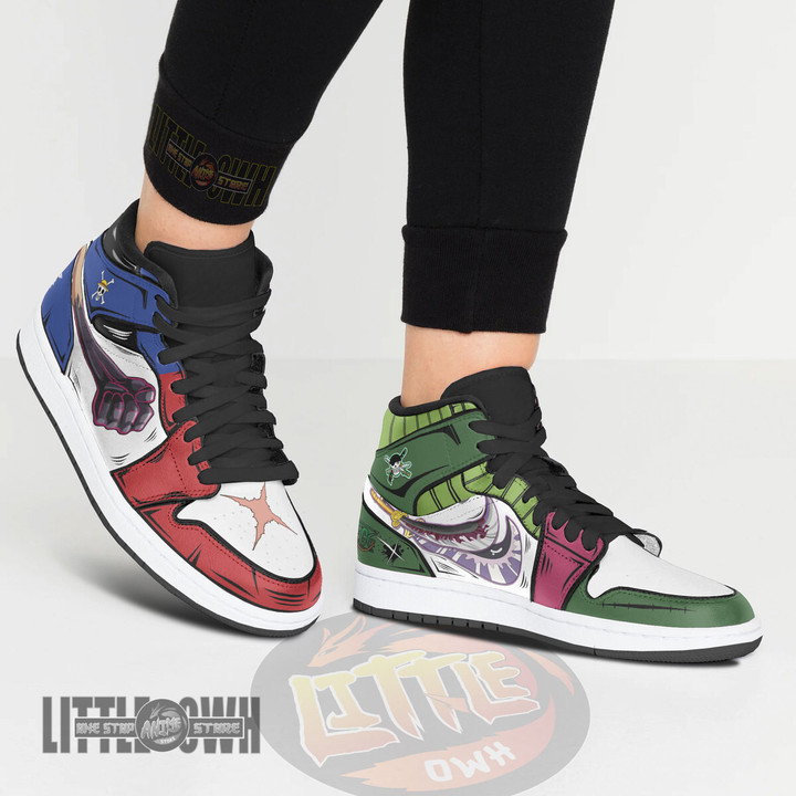 Luffy x Zoro Anime Kid Shoes One Piece Custom Boot Sneakers
