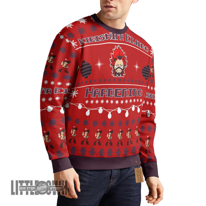 My Hero Academia Ugly Sweater Custom Kirishima Eijiro Knitted Sweatshirt Anime Christmas Gift