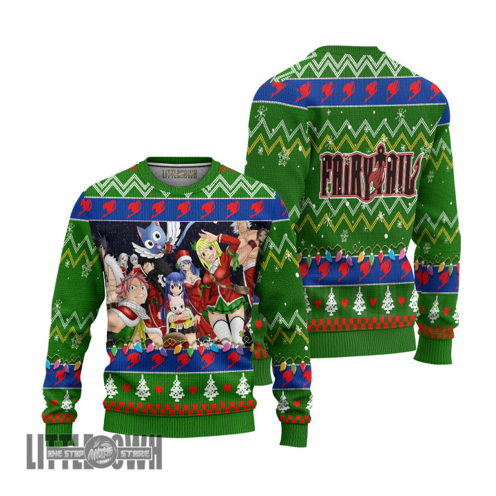 Fairy Tail Knitted Sweatshirt Green Custom Ugly Sweater Anime Christmas Gift