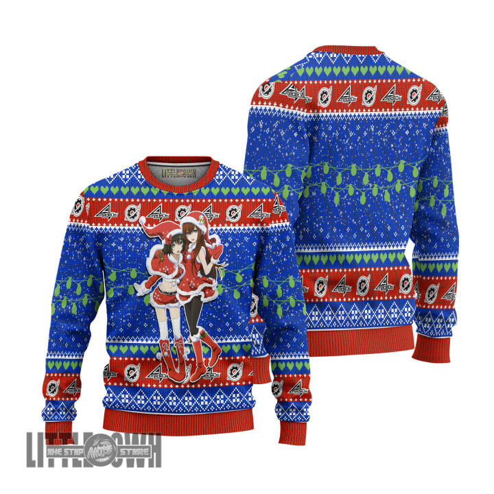 Steins Gate Ugly Sweater Custom Characters Knitted Sweatshirt Anime Christmas Gift