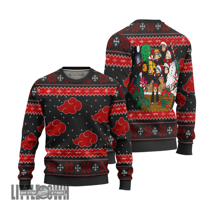 Akatsuki Members Ugly Sweater Naruto Custom Knitted Sweatshirt Anime Christmas Gift