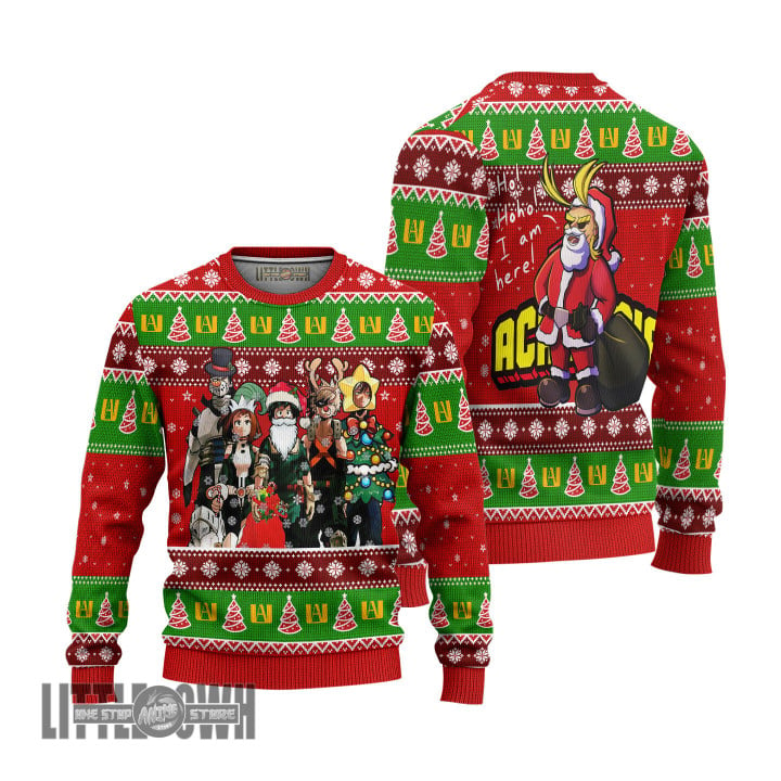 MHA Characters Ugly Christmas Sweater My Hero Academia Knitted Sweatshirt
