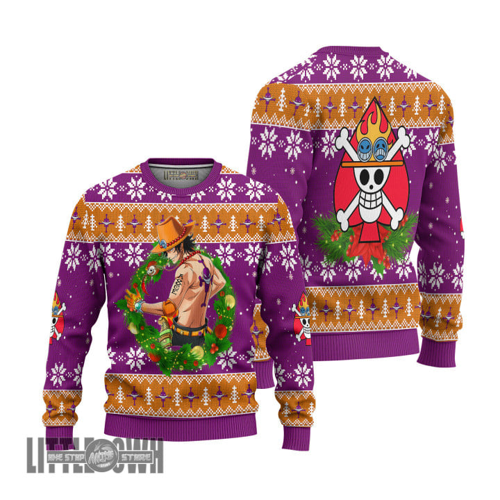Ace Ugly Sweater One Piece Custom Knitted Sweatshirt Anime Christmas Gift