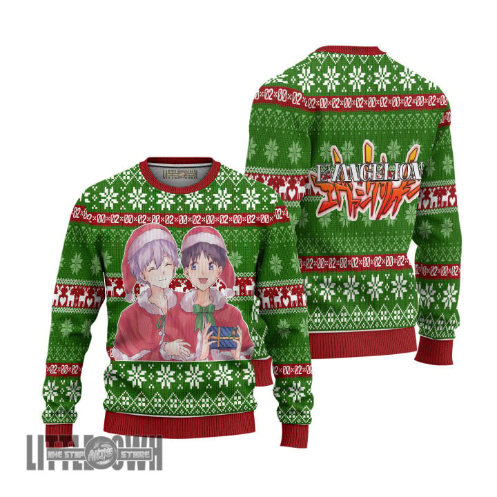 Neon Genesis Evangelion Ugly Christmas Sweater Shinji x Kaworu Knitted Sweatshirt