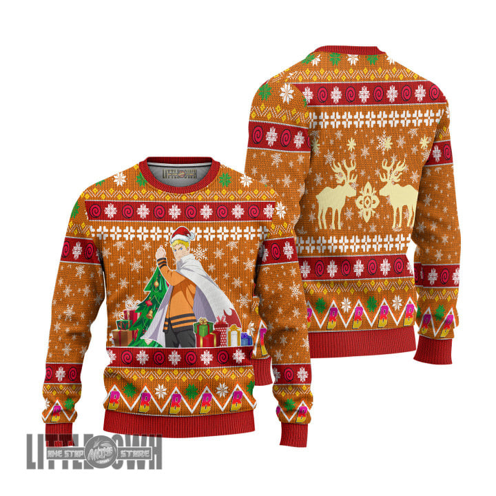 Naruto Uzumaki Ugly Sweater Boruto Custom Knitted Sweatshirt Anime Christmas Gift
