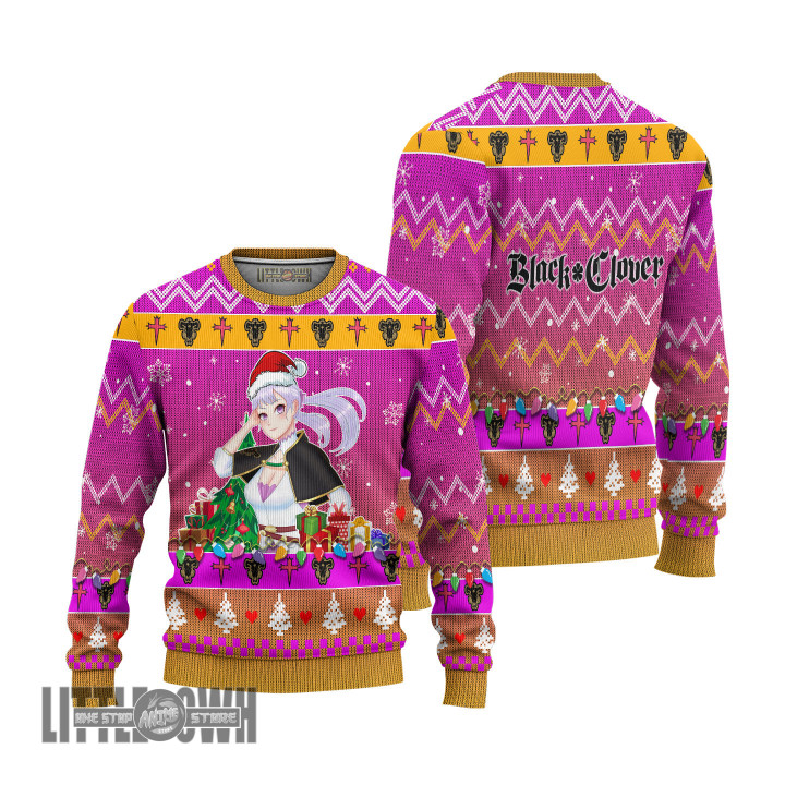 Black Clover Ugly Sweater Noelle Custom Knitted Sweatshirt Anime Christmas Gift