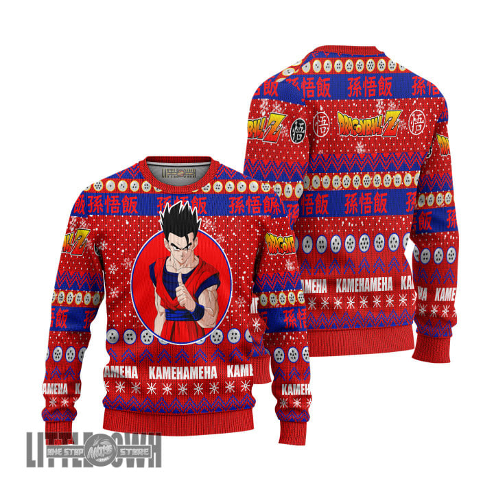 Son Gohan Ugly Sweater Dragon Ball Z Custom Knitted Sweatshirt Anime Christmas Gift