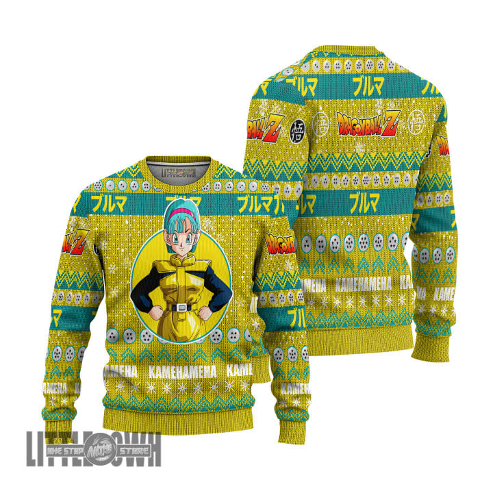 Bulma Ugly Sweater Dragon Ball Z Custom Knitted Sweatshirt Anime Christmas Gift