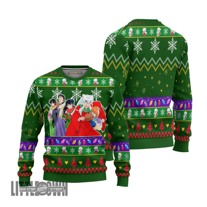 Inuyasha Knitted Ugly Christmas Sweater Green