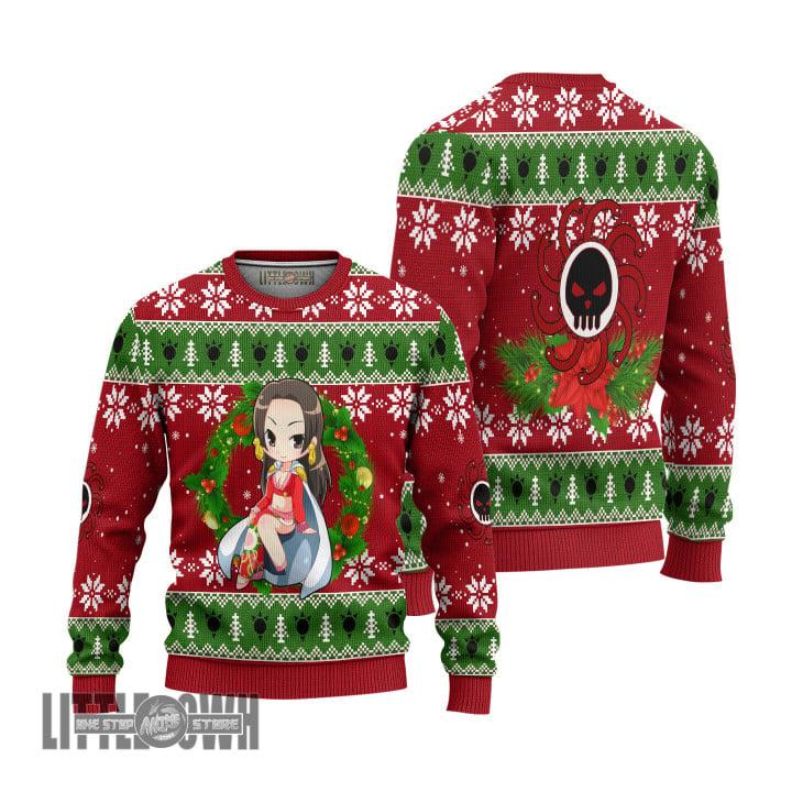 One Piece Ugly Sweater Boa Hancock Custom Knitted Sweatshirt Anime Christmas Gift