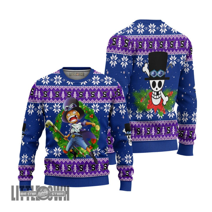 One Piece Ugly Sweater Sabo Custom Knitted Sweatshirt Anime Christmas Gift