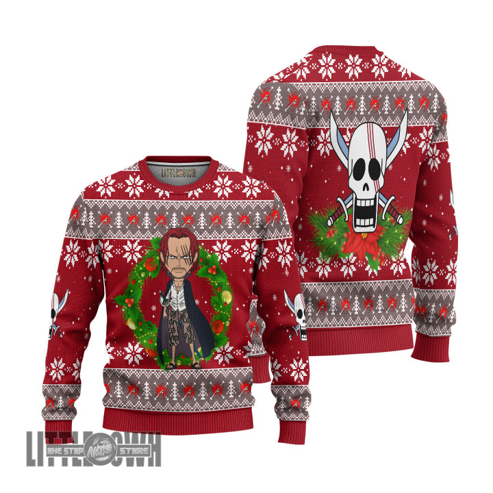 One Piece Ugly Sweater Shanks Custom Knitted Sweatshirt Anime Christmas Gift