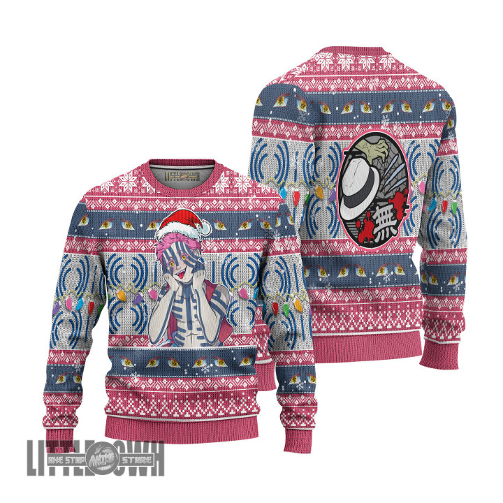 Akaza Ugly Christmas Sweater Demon Slayer Custom Anime Knitted Sweatshirt