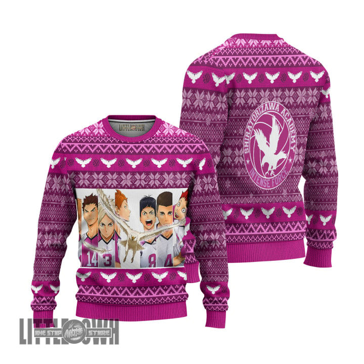 Haikyuu Ugly Christmas Sweater Shiratorizawa Academy Custom Knitted Sweatshirt