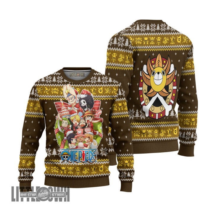 One Piece Ugly Christmas Sweater Thousand Sunny Custom Anime Knitted Sweatshirt