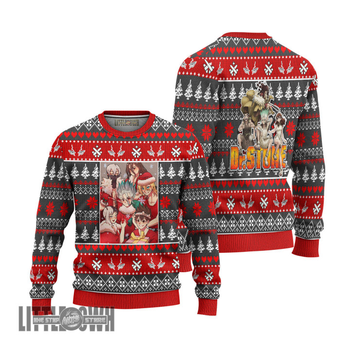 Dr Stone Characters Knitted Ugly Christmas Sweater