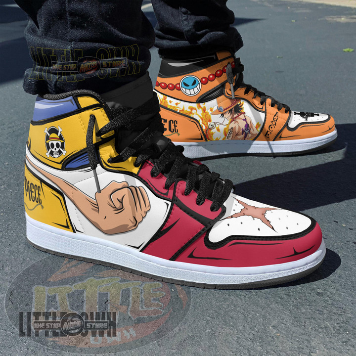Luffy x Portgas D Ace Anime Shoes Custom One Piece Boot Sneakers