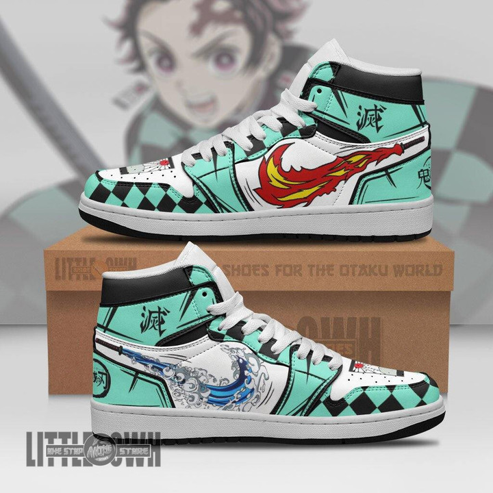 Tanjiro Shoes Anime Shoes KNY JD Sneakers Water and Fire Skill - LittleOwh - 1