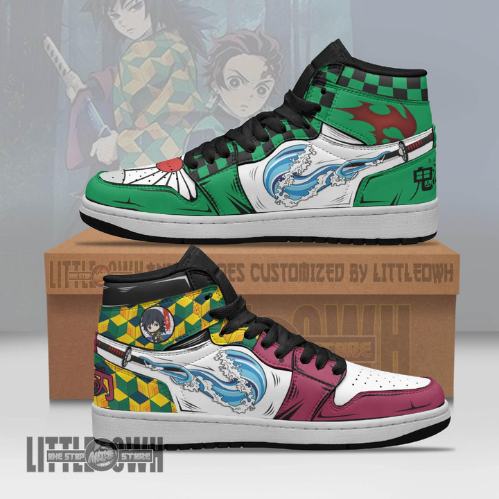 Tanjiro x Giyuu JD Sneakers KNY Breathing Sword Custom Anime Shoes - LittleOwh - 1