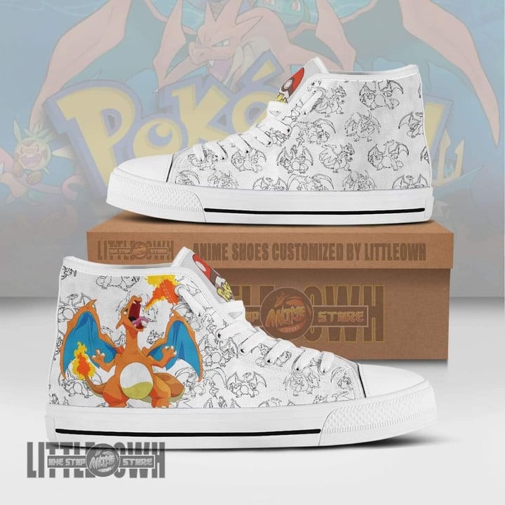 Charizard High Top Canvas Shoes Custom Pokemon Anime Sneakers - LittleOwh - 1