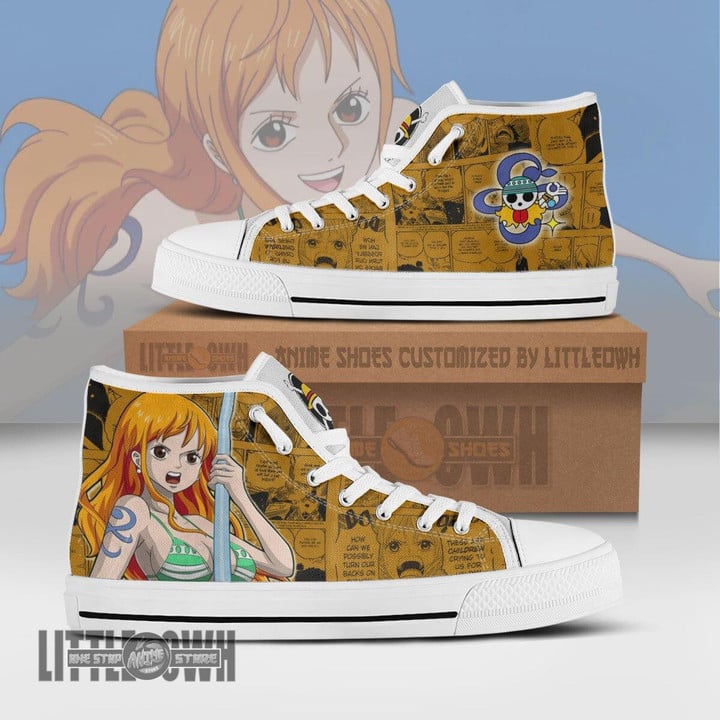 Nami High Top Shoes Custom 1Piece Anime Canvas Sneakers - LittleOwh - 1