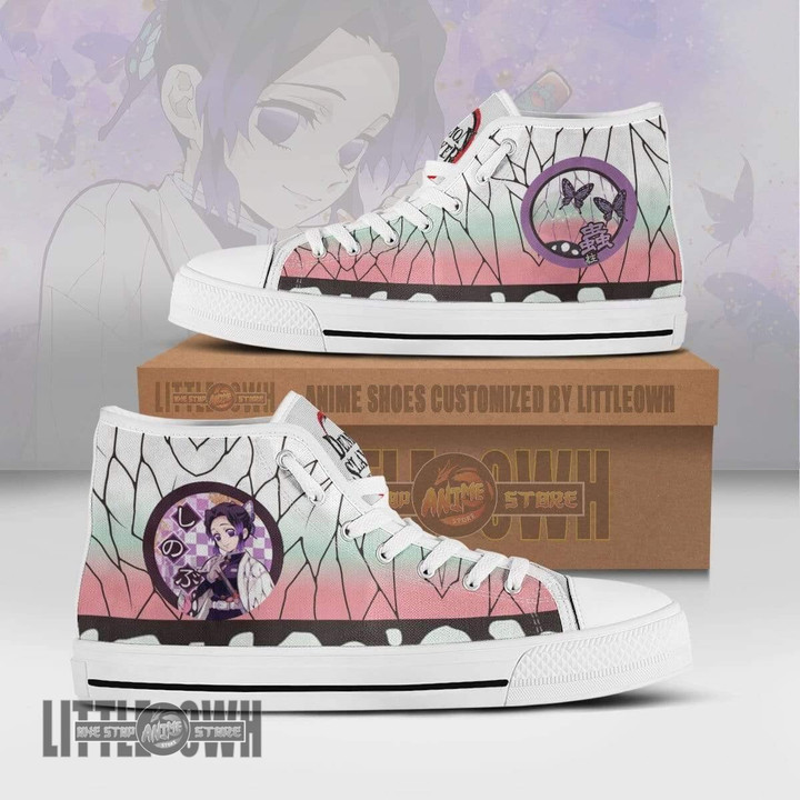 Shinobu KNY Anime High Top Canvas Shoes Custom Haori Sneakers - LittleOwh - 1