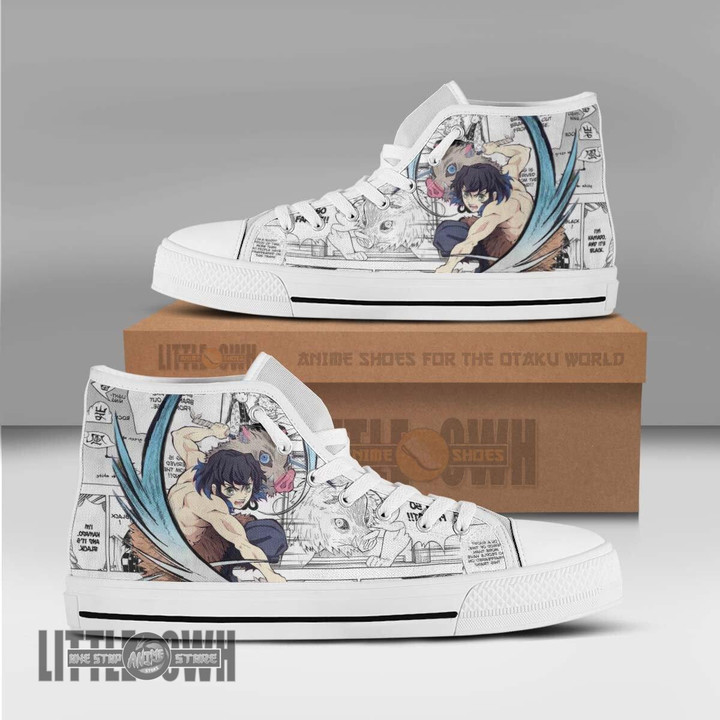 Inosuke High Top Canvas Shoes Custom KNY Anime Mixed Manga - LittleOwh - 1
